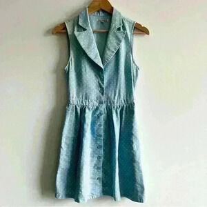 Vintage UO Lucca Couture Retro  Blue Polka Dot Cottagecore Midi Dress Small